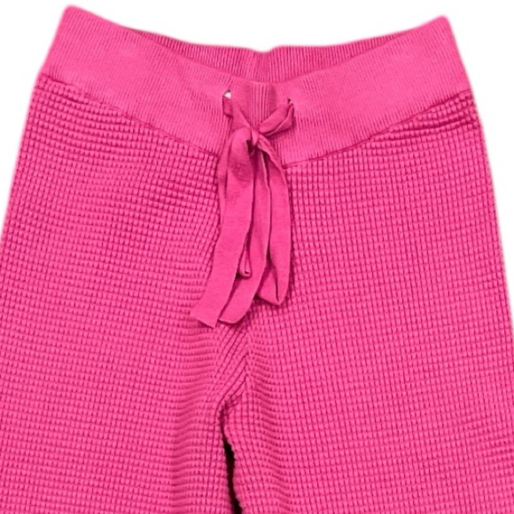 Tea n Rose Hot Pink Ribbed Lounge Pants | Waffle Knit Wide Leg Loungewear